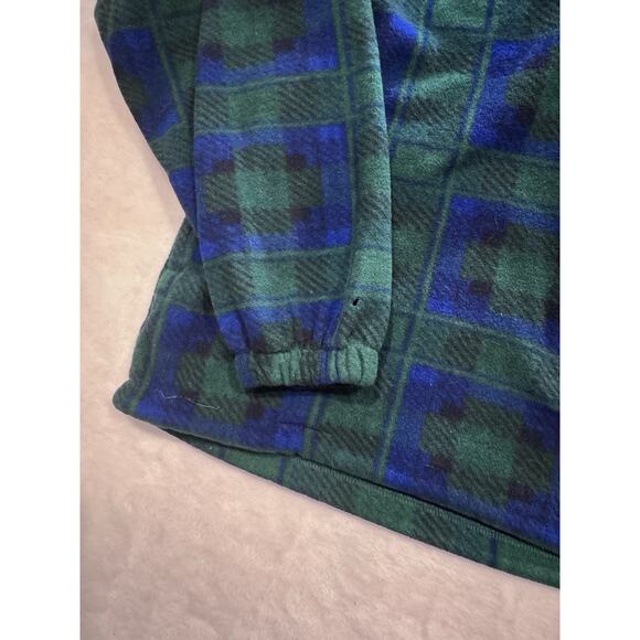 Vintage IZOD Jacket Tartan Plaid Fleece 1/4 Zip Pullover Mens Medium Made in USA - Picture 2 of 9